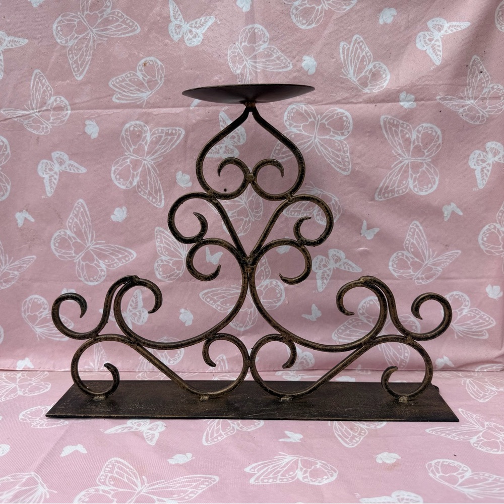Elegant Brown Metal Candle Holder